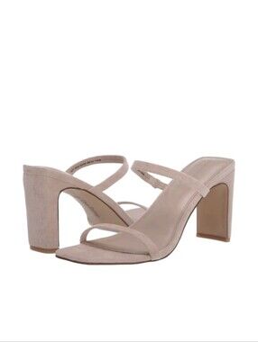 The Drop Avery Sz 8 Nude Square Toe Minimal Thin Strap Heel Sandals New